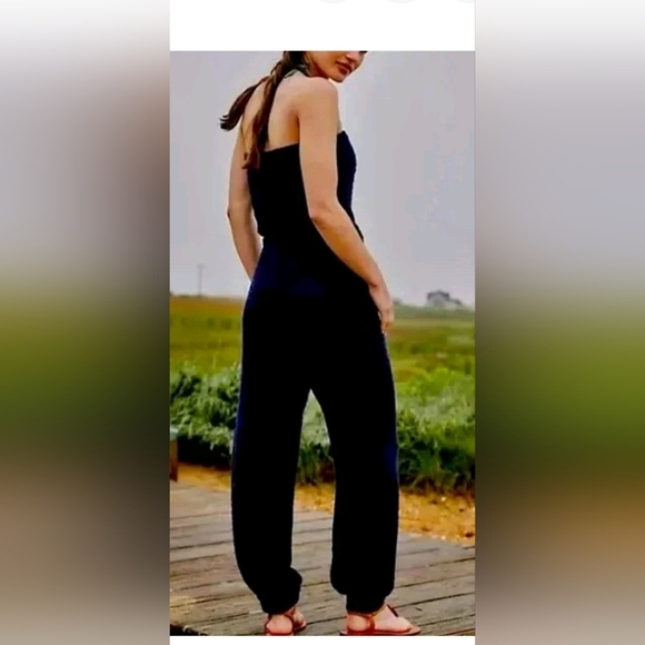 Free People FP beach Claire wet plaster terry cloth strapless one-piece jumpsuit - Picture 10 of 11